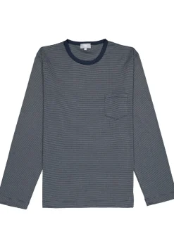 Mey heren pyjama Bennison, blauw heel fijn gestreept
