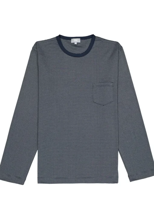 Mey heren pyjama Bennison, blauw heel fijn gestreept
