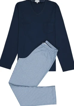 Mey heren pyjama Clyde, blauw dessin