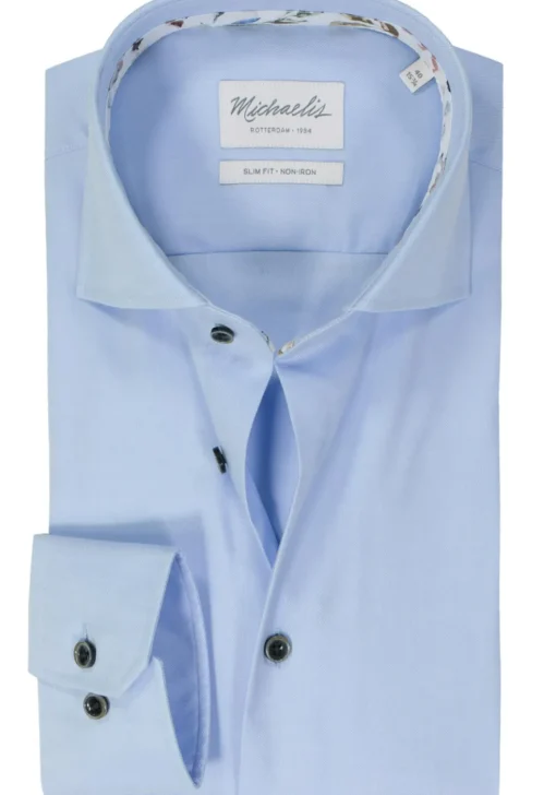 Michaelis slim fit heren overhemd, twill, blauw