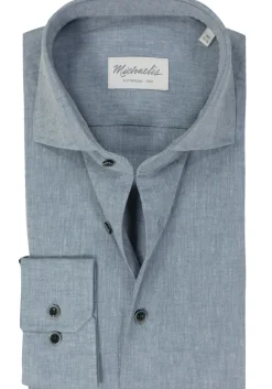 Michaelis slim fit heren overhemd, popeline, blauw