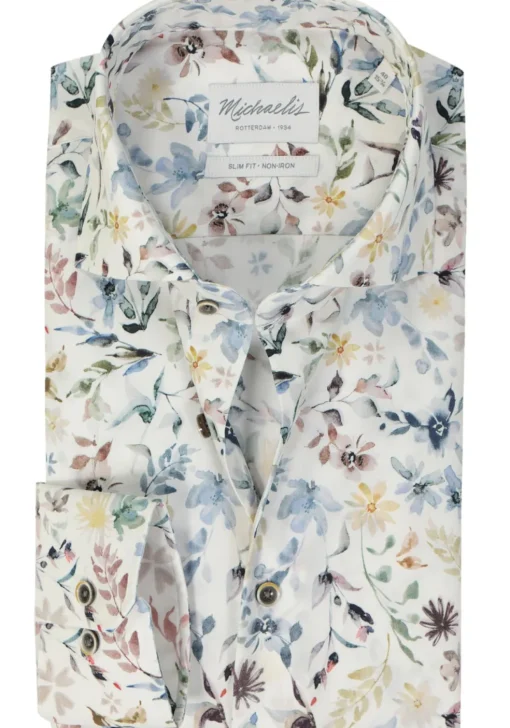 Michaelis slim fit heren overhemd, popeline, dessin