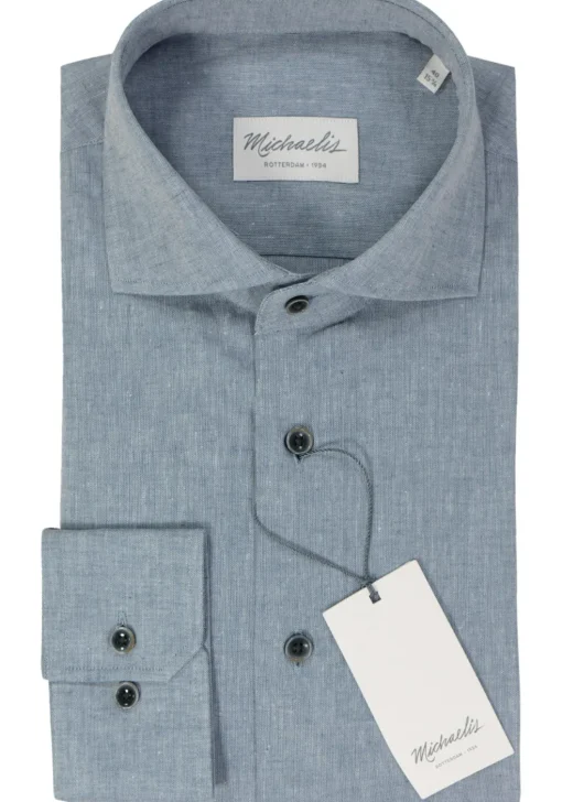 Michaelis slim fit heren overhemd, popeline, blauw