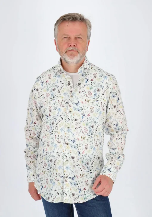 Michaelis slim fit heren overhemd, popeline, dessin
