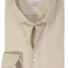OLYMP 24/7 Level 5 body fit overhemd, mouwlengte 7, twill, beige
