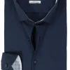 OLYMP 24/7 Level 5 body fit overhemd, twill, marine blauw