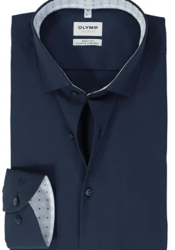 OLYMP 24/7 Level 5 body fit overhemd, twill, marine blauw
