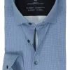 OLYMP 24/7 Level 5 body fit overhemd, tricot, blauw dessin