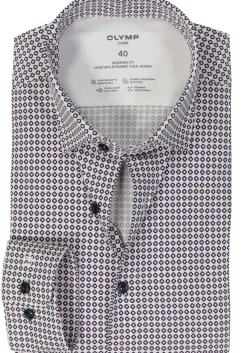 OLYMP 24/7 modern fit overhemd, tricot, roze dessin