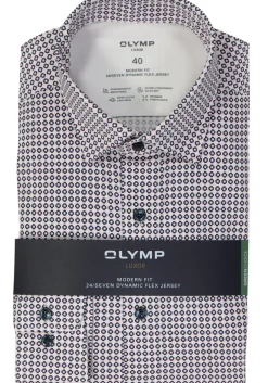 OLYMP 24/7 modern fit overhemd, tricot, roze dessin