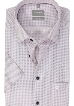 OLYMP comfort fit overhemd, korte mouw, popeline, roze dessin