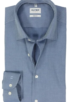 OLYMP Level 5 body fit overhemd, structuur, royal blauw