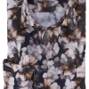 OLYMP Level 5 body fit overhemd, popeline, blauw met beige bloemen dessin