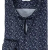 OLYMP Level 5 body fit overhemd, popeline, marine blauw dessin