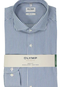 OLYMP Level 5 body fit overhemd, popeline, royal blauw gestreept