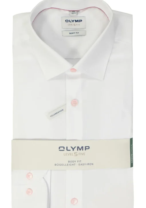 OLYMP Level 5 body fit overhemd, popeline, roze
