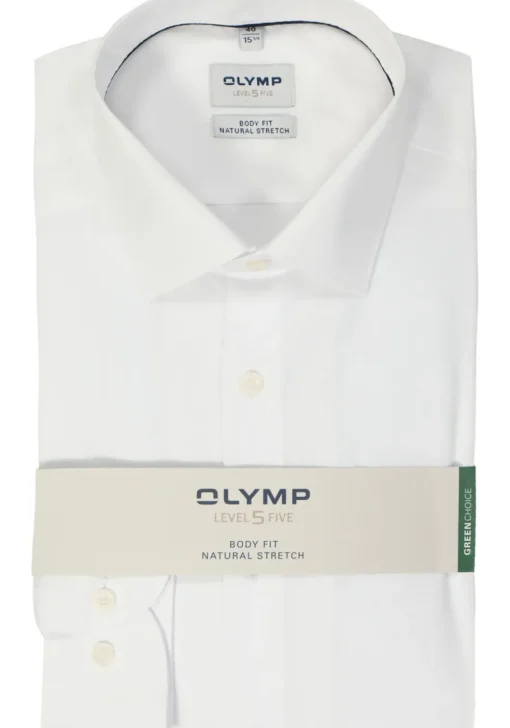 OLYMP Level 5 body fit overhemd, popeline, wit