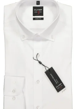 OLYMP Level 5 body fit overhemd, wit met button-down kraag