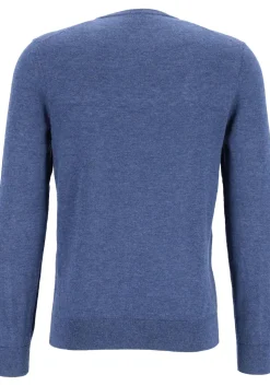 OLYMP Level 5 body fit trui wol met zijde, V-hals, royal blauw