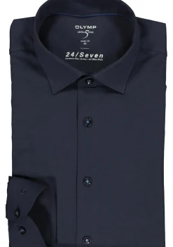 OLYMP Level 5 24/Seven body fit overhemd, mouwlengte 7, marine blauw tricot