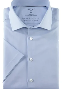 OLYMP Luxor 24/7 modern fit overhemd, korte mouw, Dynamic Flex, bleu