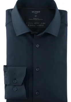 OLYMP Luxor 24/7 modern fit overhemd, popeline, marineblauw