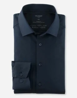 OLYMP Luxor 24/7 modern fit overhemd, popeline, marineblauw