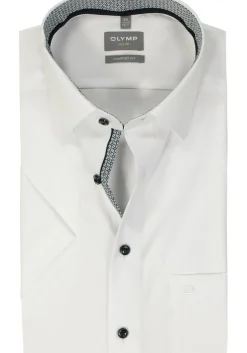 OLYMP Luxor comfort fit overhemd, korte mouw, popeline, antraciet grijs