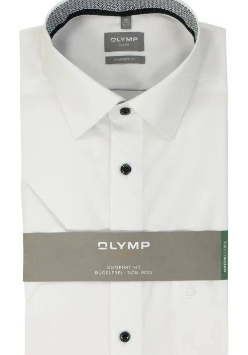 OLYMP Luxor comfort fit overhemd, korte mouw, popeline, antraciet grijs