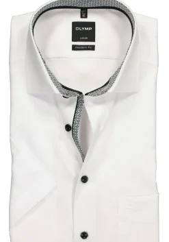 OLYMP Luxor modern fit overhemd, korte mouw, wit (zwart contrast)