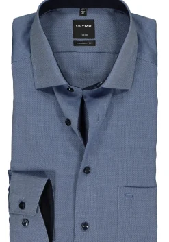 OLYMP Luxor modern fit overhemd, donkerblauw structuur (contrast)