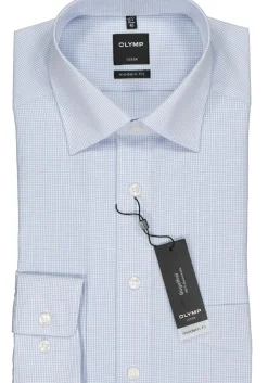 OLYMP Luxor modern fit overhemd, blauw met wit geruit