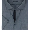 OLYMP modern fit overhemd, korte mouw, structuur, marine blauw