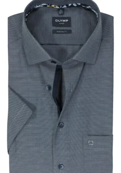 OLYMP modern fit overhemd, korte mouw, structuur, marine blauw