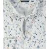 OLYMP modern fit overhemd, mouwlengte 7, popeline, wit dessin