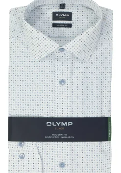 OLYMP modern fit overhemd, popeline, wit dessin