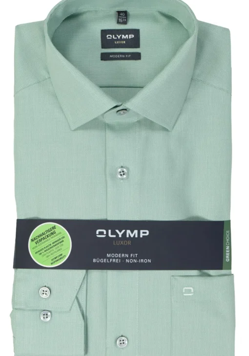 OLYMP modern fit overhemd, structuur, groen