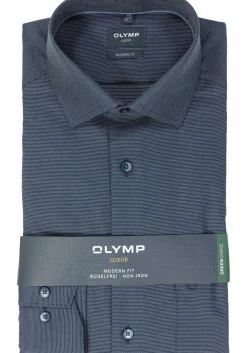 OLYMP modern fit overhemd, structuur, marine blauw