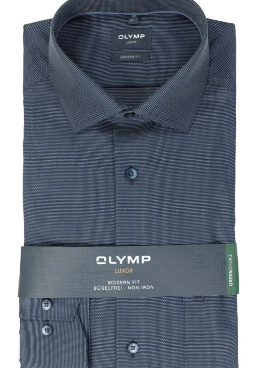 OLYMP modern fit overhemd, structuur, marine blauw