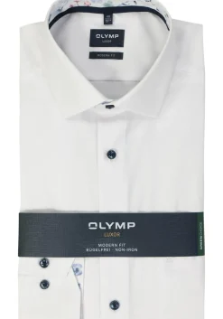 OLYMP modern fit overhemd, structuur, wit