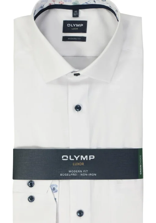OLYMP modern fit overhemd, structuur, wit