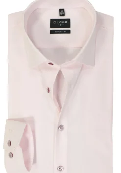 OLYMP No. 6 Six super slim fit overhemd, structuur, roze