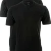 OLYMP T-shirts (2-pack), O-hals, zwart