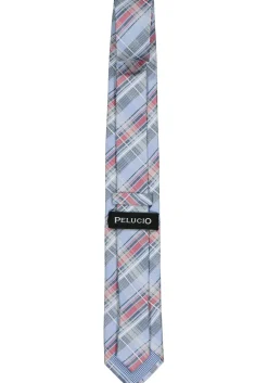 Pelucio stropdas, blauw met rood geruit
