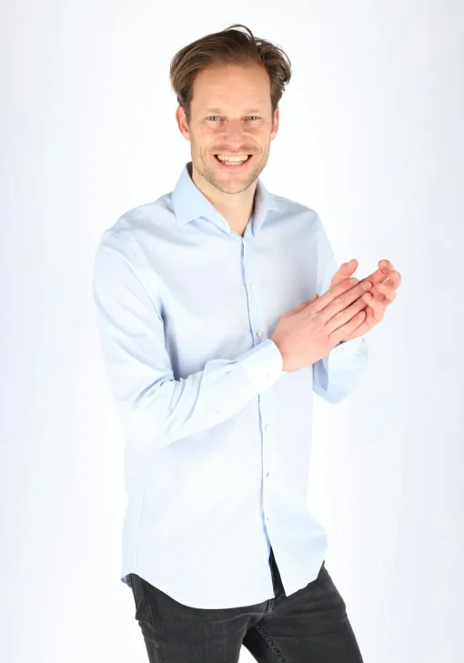 Profuomo regular fit overhemd, fine twill, lichtblauw