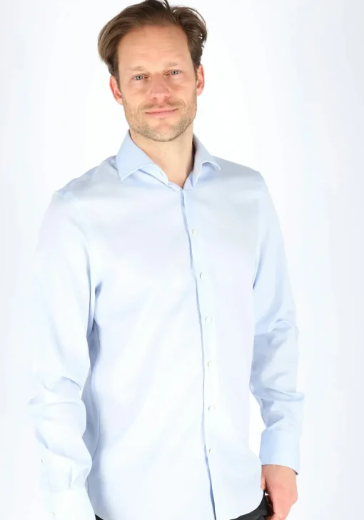 Profuomo regular fit overhemd, fine twill, lichtblauw