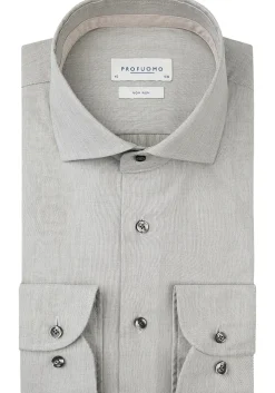 Profuomo slim fit heren overhemd, dobby, groen