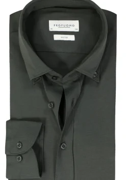 Profuomo slim fit heren overhemd, jersey, groen