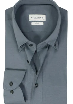 Profuomo slim fit heren overhemd, jersey, indigo blauw