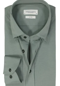 Profuomo slim fit heren overhemd, jersey, groen